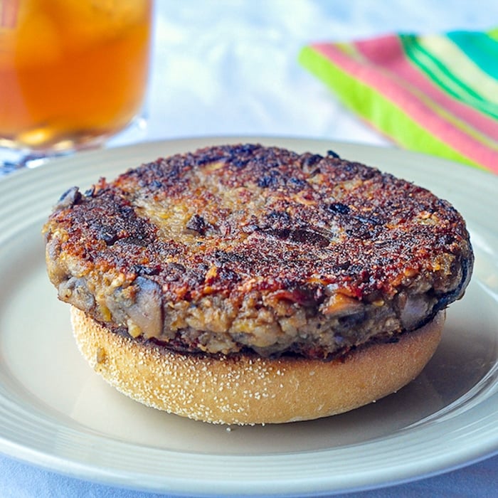 Vegetarian Mushroom Burger patty photo