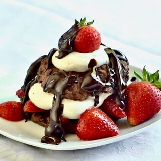 Chocolate Strawberry Shortcake square cropped lose up image for Google featured photo