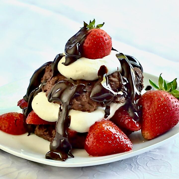 Chocolate Strawberry Shortcake square cropped lose up image for Google featured photo
