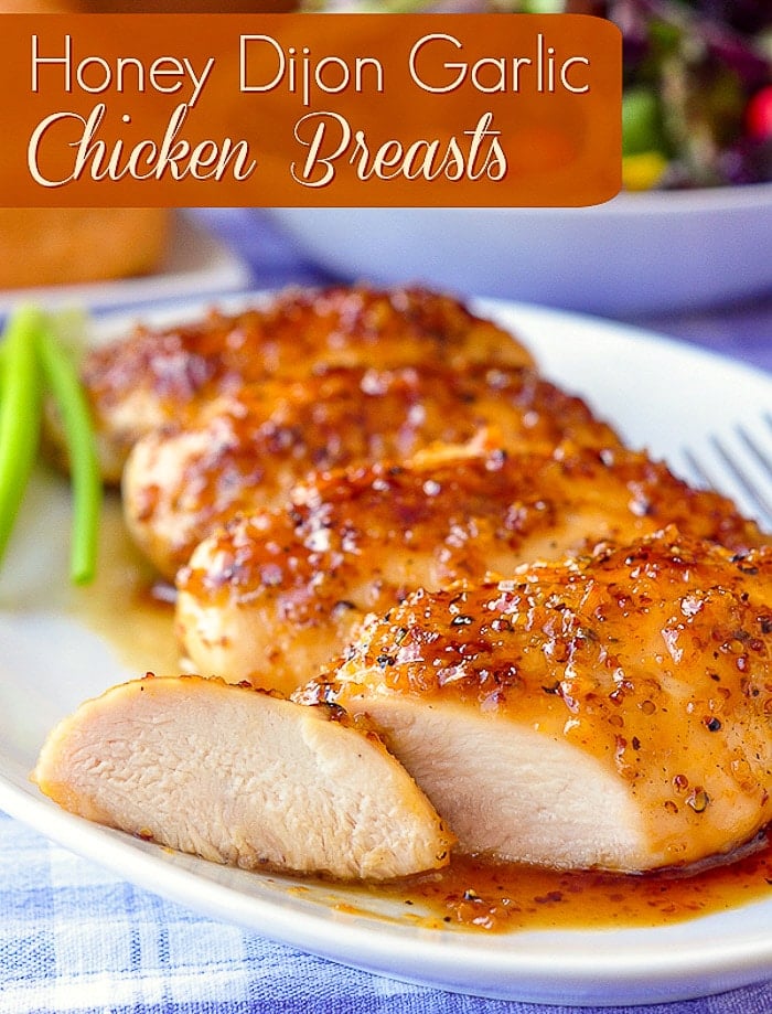 Honey Dijon Garlic Chicken Breasts image with title text