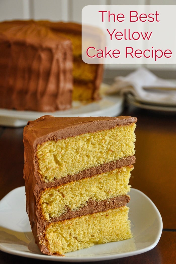 The best yellow cake photo with title text for Pinterest