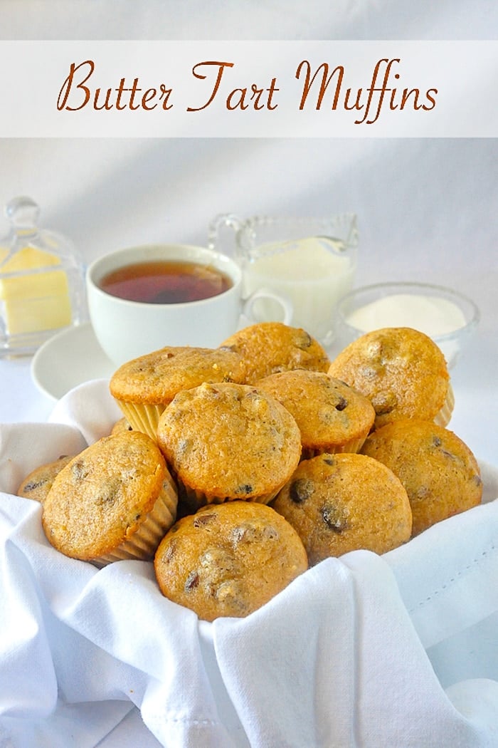 Butter Tart Muffins photo with title text for Pinterest