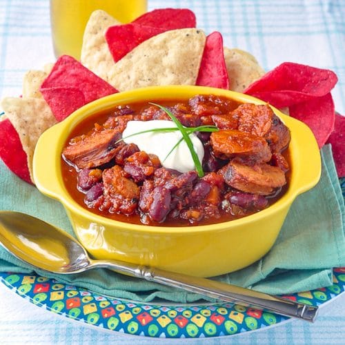 Smoked Sausage Chili. Simple, smoky and totally delicious!