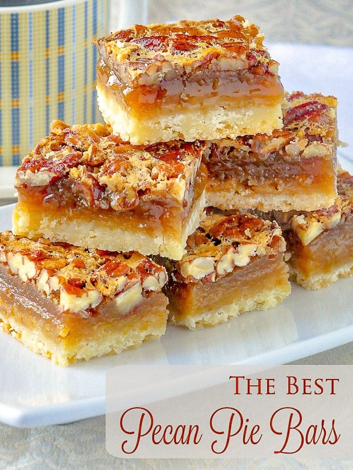 The Best Pecan Pie Bars photo with title text for Pinterest