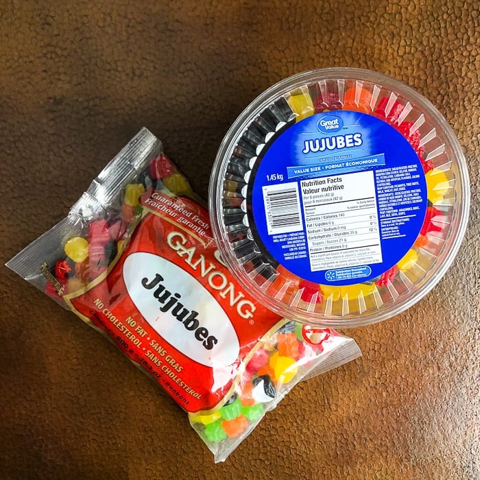 Photo of Walmart store brand and Ganong Brand jujubes