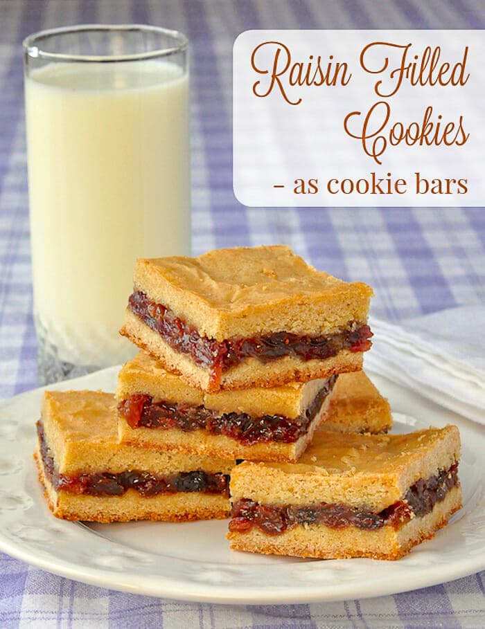 Raisin Filled Cookies image with title text for Pinterest