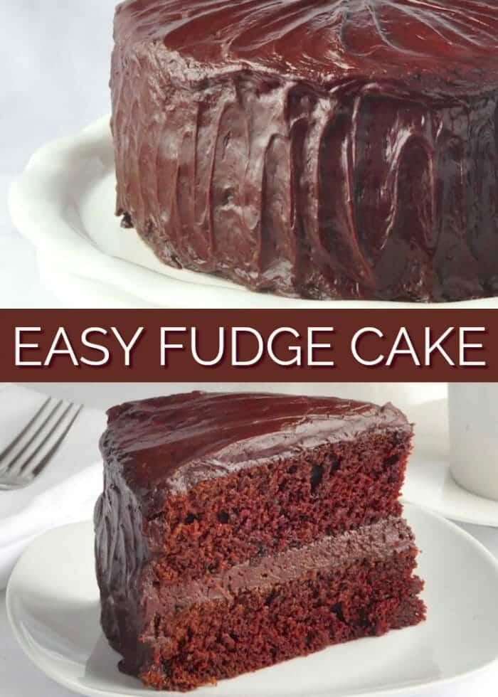 Chocolate Fudge Cake. Photo Collage for Pinterest