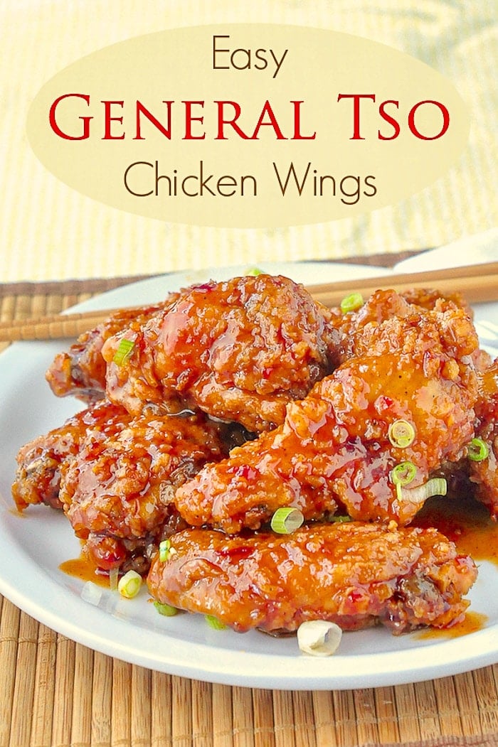 General Tso Chicken Wings photo with title text for Pinterest