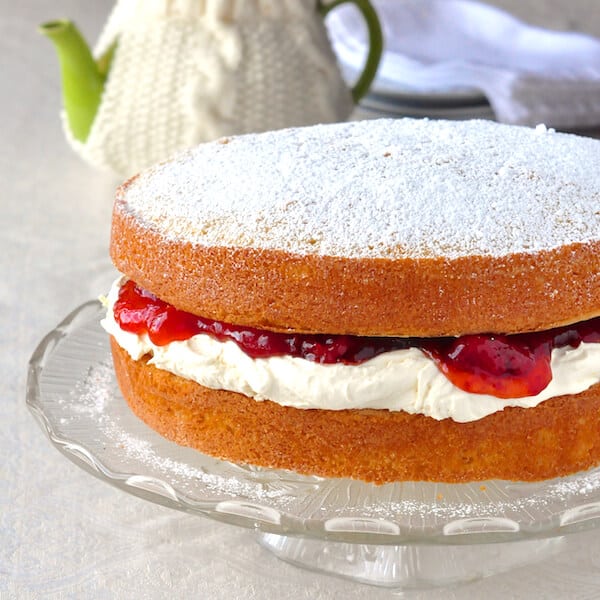 Victoria Sandwich Cake with Jam and Homemade Clotted Cream