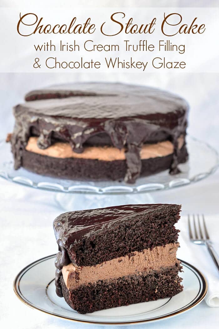 Chocolate Stout Cake with Irish Cream Truffle Filling & Chocolate Whisky Glaze