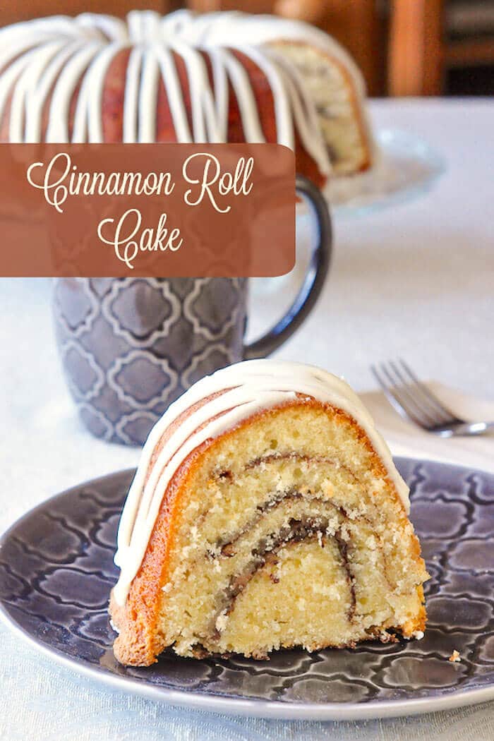 Cinnamon Roll Cake - an old fashioned, easy to prepare, moist and delicious cake for coffee breaks, weekday dessert, packed lunches or weekend brunch.