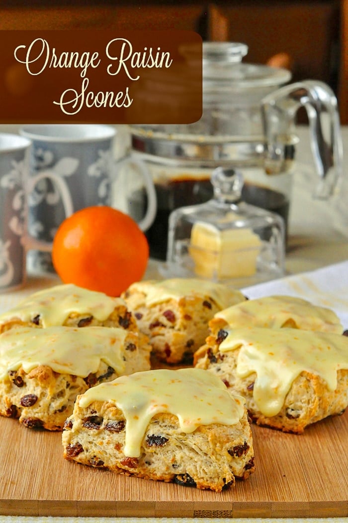 Orange Raisin Scones image with title text for Pinterest.