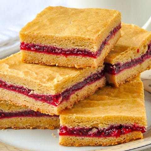 Raspberry Filled Cookie Bars close up image