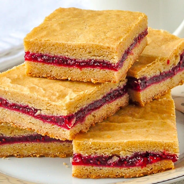 Raspberry Filled Cookie Bars close up image