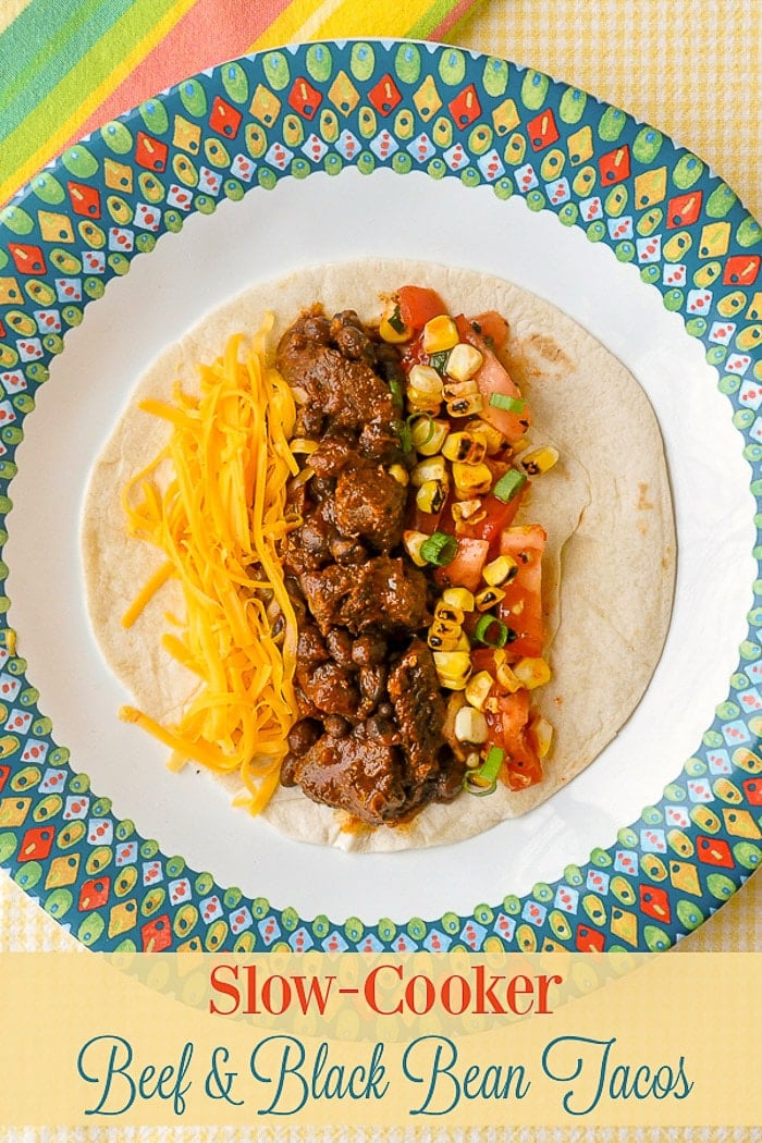 Beef Tacos From the Slow Cooker photo with title text for Pinterest