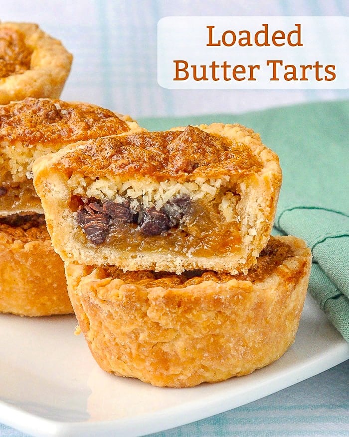 Loaded Butter Tarts photo with title text for Pinterest