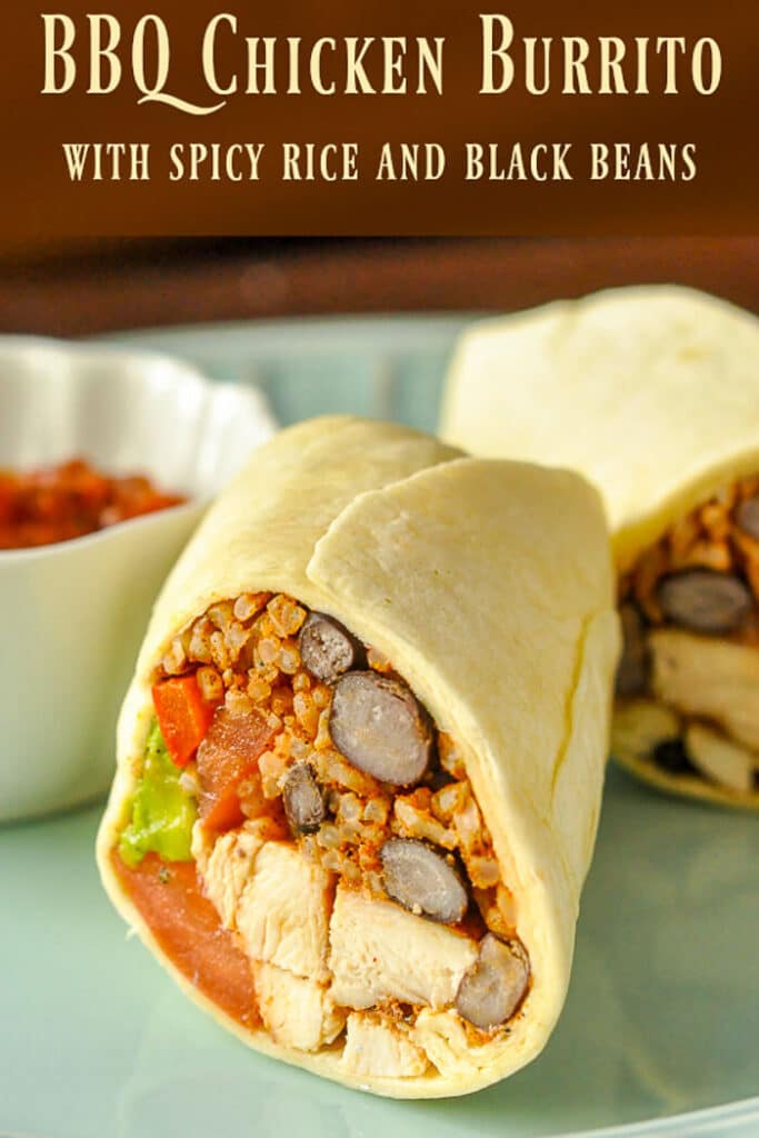 BBQ Chicken Burrito with Spicy Rice and Black Beans