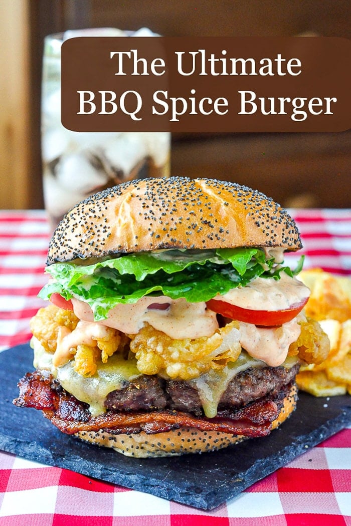 Barbecue Spice Burgers photo with title text for Pinterest