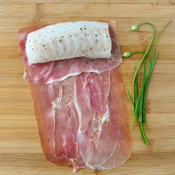 Prosciutto Wrapped Cod with Mediterranean Salsa