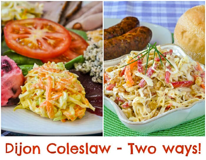 Dijon Cole Slaw image collage showing both ways to serve this recipe.