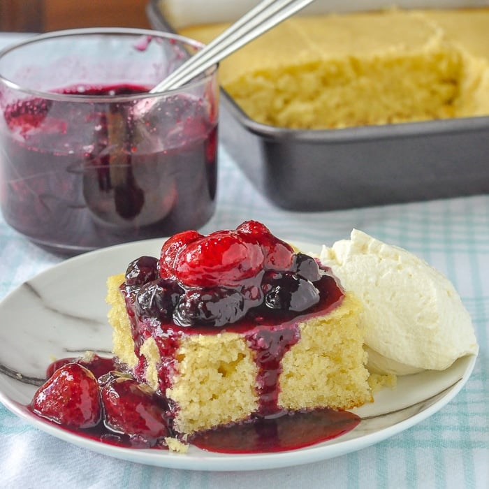 Quick Vanilla Cake with Bumbleberry Sauce