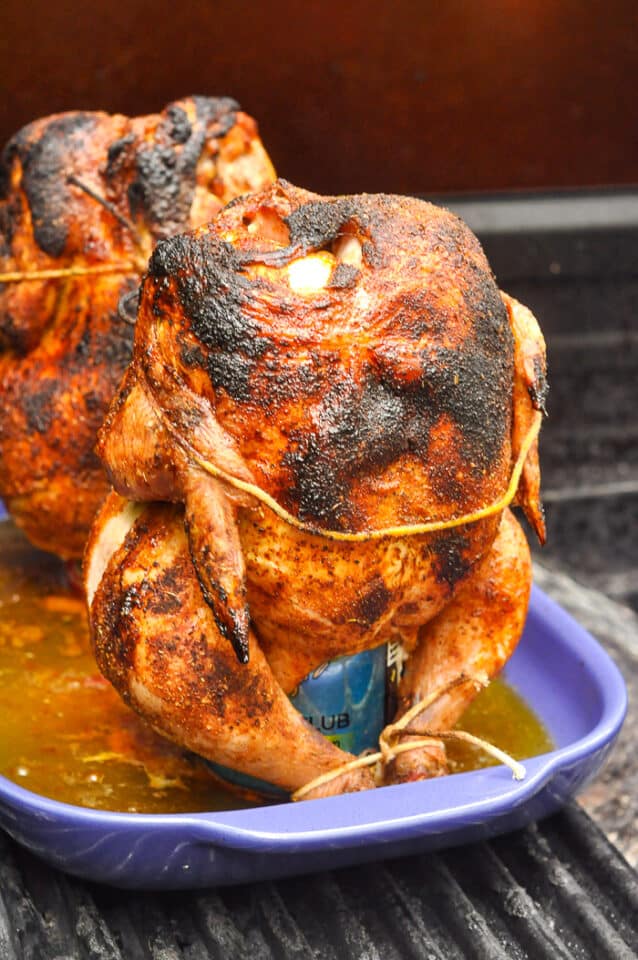 One Hour Beer Butt Chicken. So juicy with a super easy dry rub!