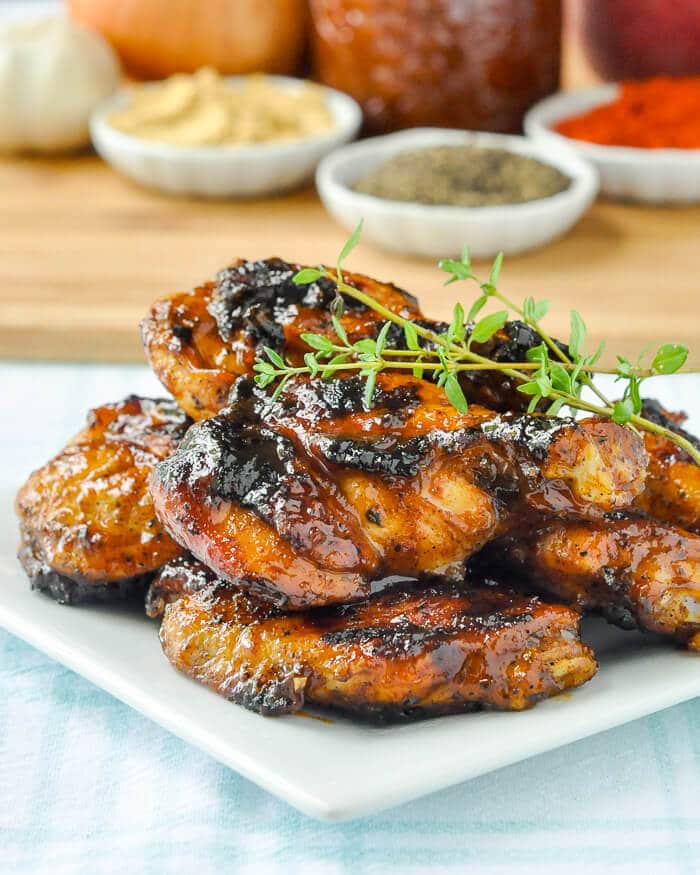 Honey Peach Barbecue Sauce on Grilled Wings