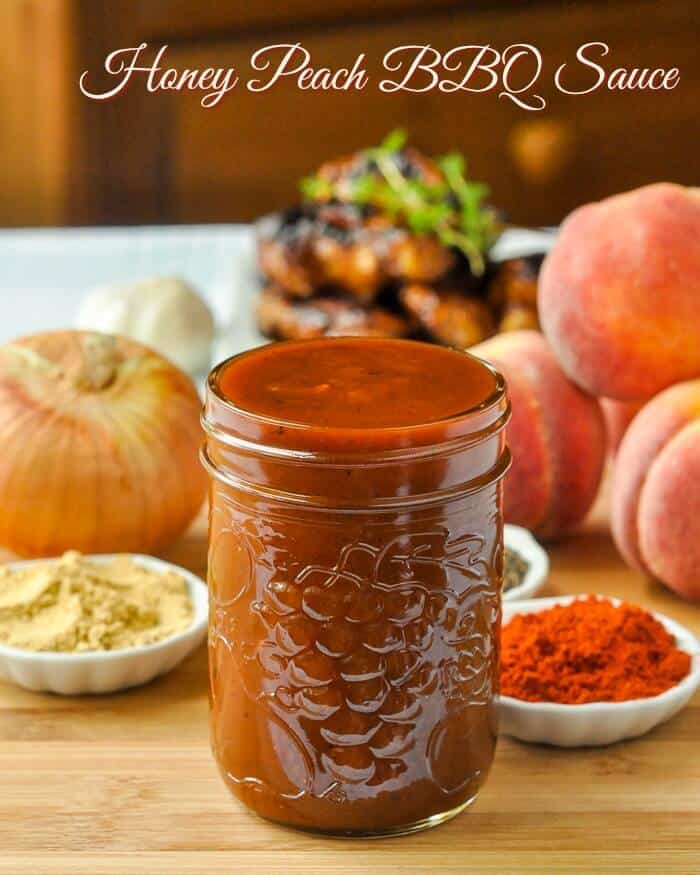 Honey Peach Barbecue Sauce with text