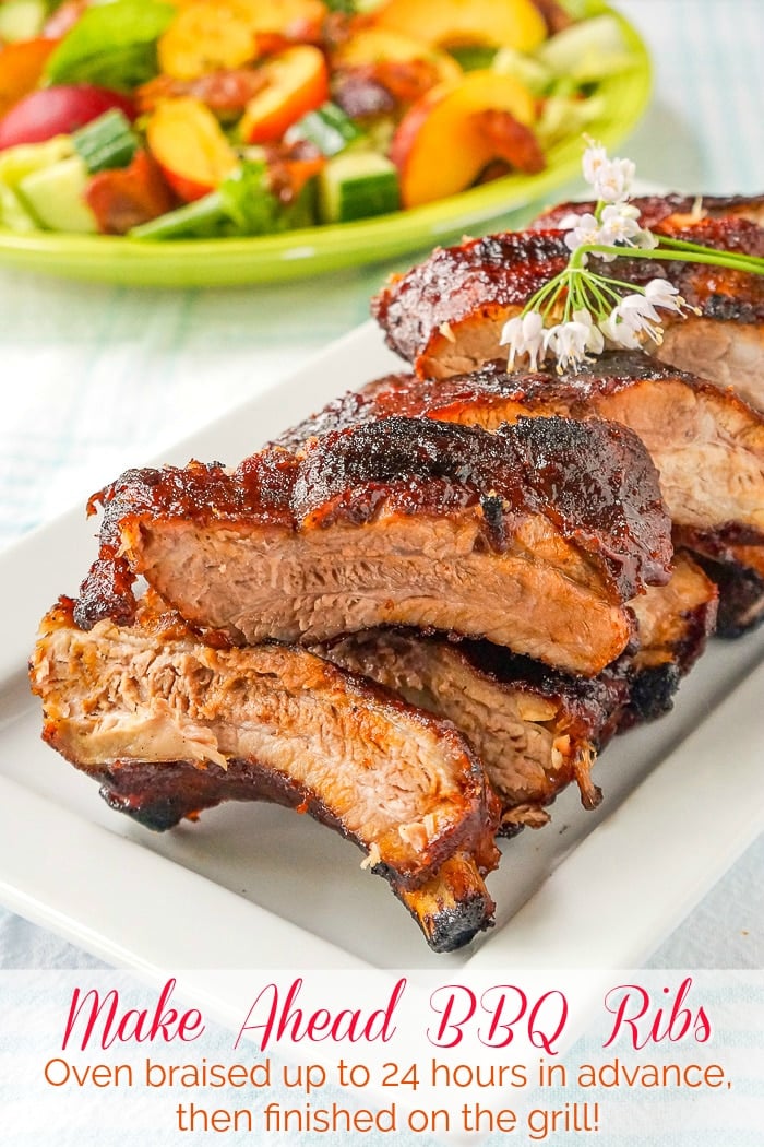 Make Ahead Ribs photo with title text for Pinterest