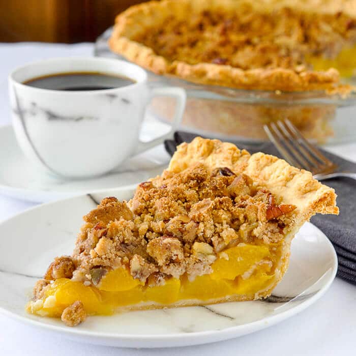 Pecan Peach Crumble Pie