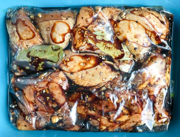 Chicken Adobo, marinating.