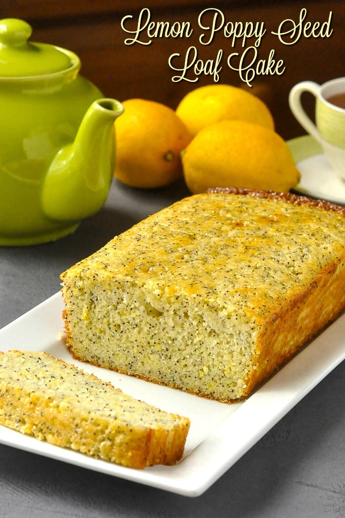 Lemon Poppy Seed Loaf Cake photo with title text added for Pinterest