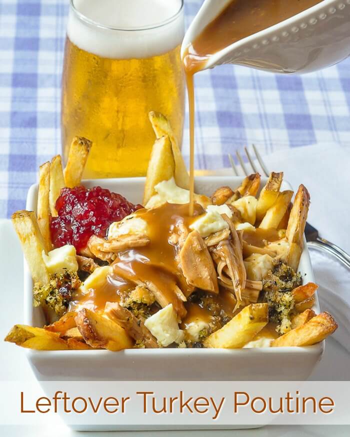 Leftover Turkey Poutine with Newfoundland Savoury Dressing, image with title text