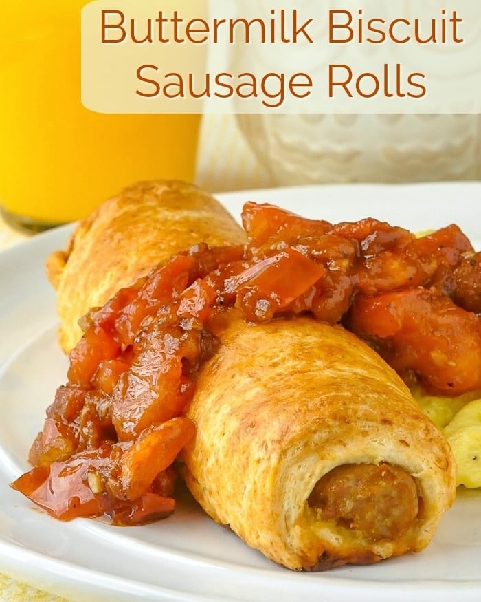 Buttermilk Biscuit Sausage Rolls photo with title text added for social media