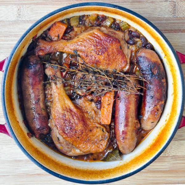 Black Bean Sausage & Duck Cassoulet an ideal winter comfort food meal