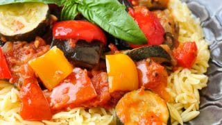 Spicy Ratatouille with Orzo