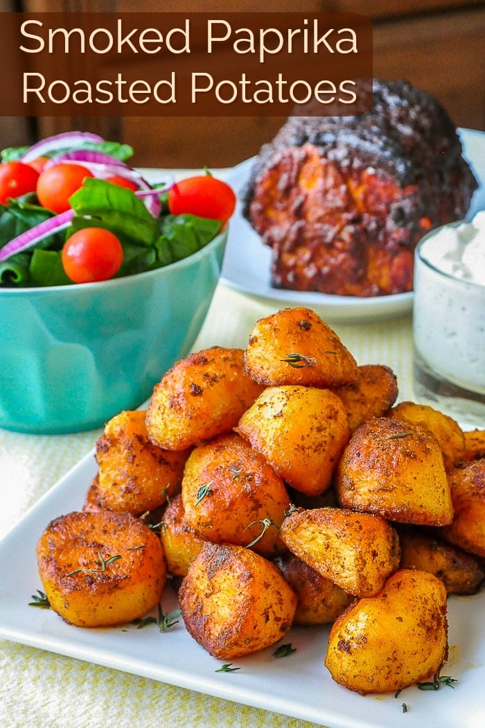 Smoked Paprika Roasted Potatoes photo with title text for Pinterest