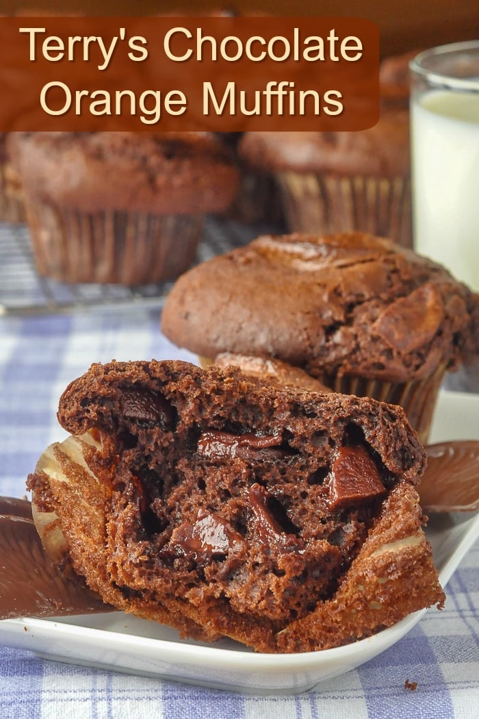 Terry's Chocolate Orange Muffins photo with title text for Pinterest