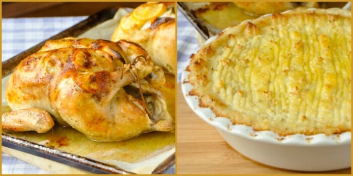 Garlic Lemon Roast Chicken & Smoked Cheddar Duchess Potatoes