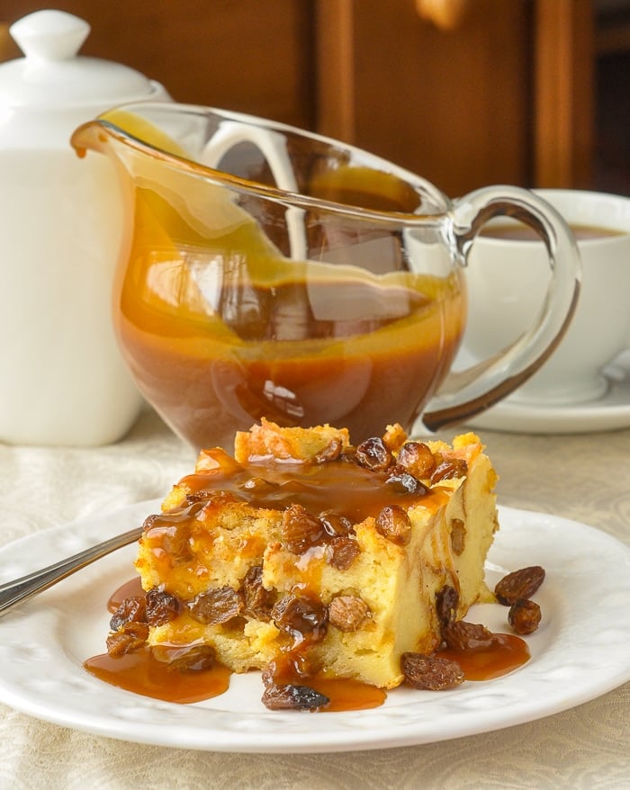 photo of Rum Raisin Bread Pudding complete with sauce