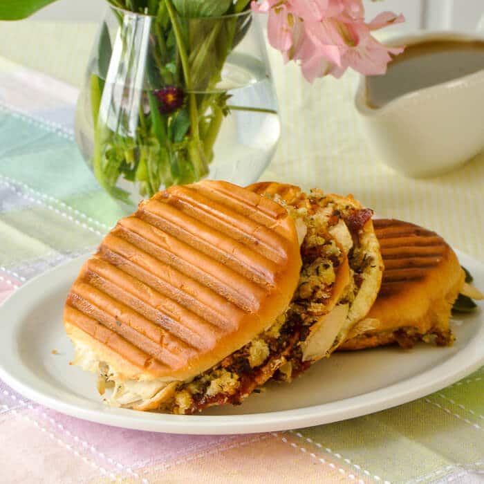 Cranberry Panini with leftover turkey.