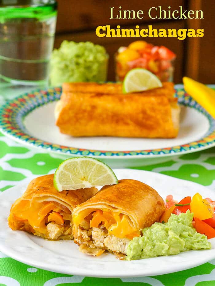 Lime Chicken Chimichangas with Lime Guacamole