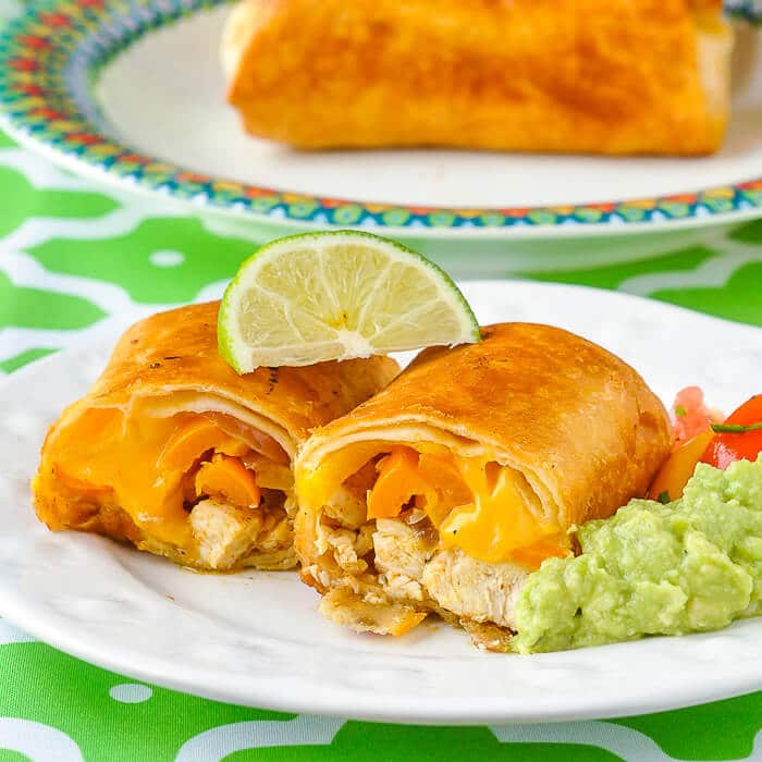 Lime Chicken Chimichangas with Lime Guacamole