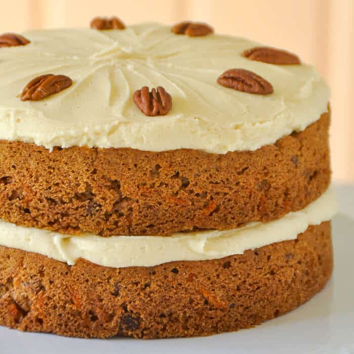 Maple Pecan Carrot Cake with Maple Buttercream Frosting A delicious maple twist on carrot cake.