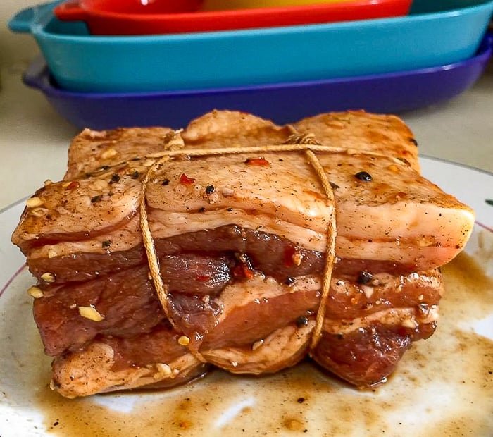 Asian Glazed Pork Belly after marinating