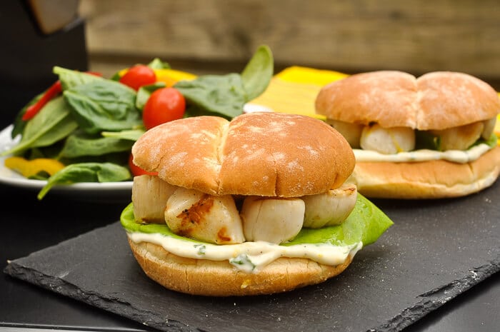 Grilled Scallops with Lemon Basil Mayo