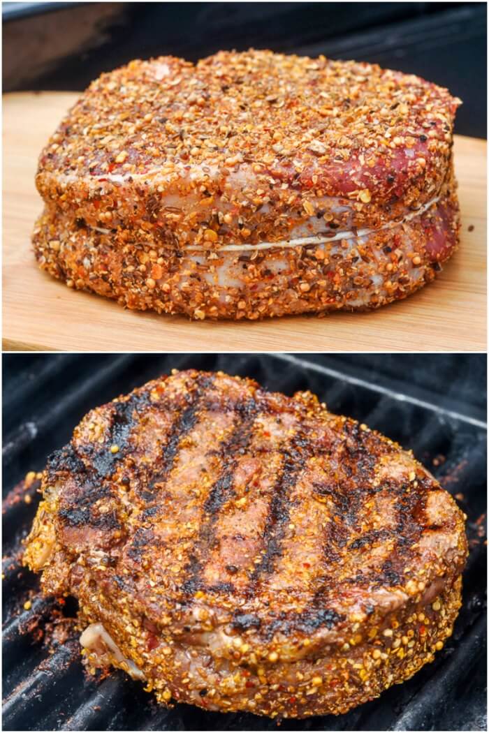 Low Salt Homemade Montreal Steak Spice on Rib Eye Steak