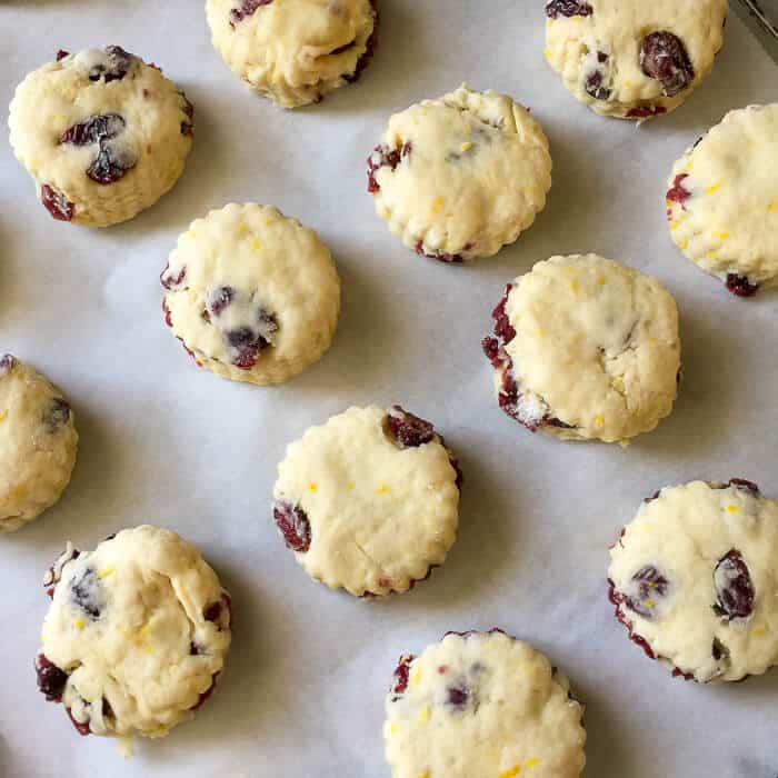 Lemon Cranberry Scones, ready for the oven.