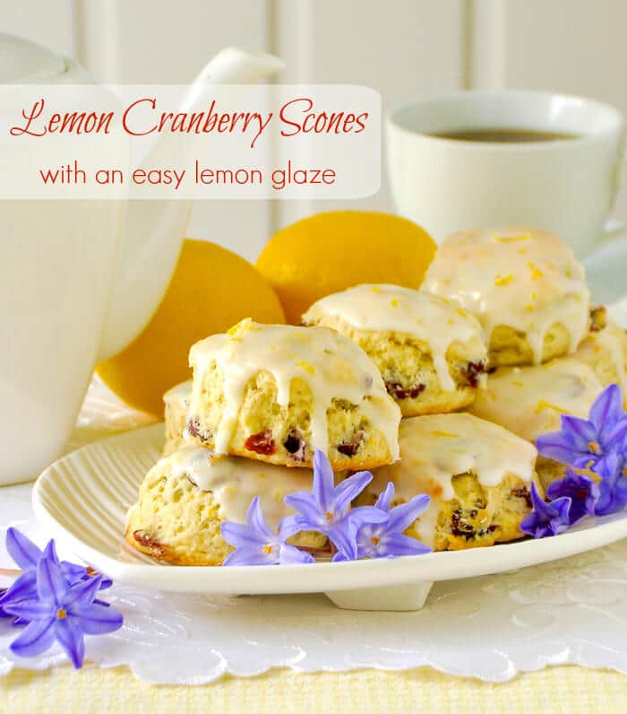 Lemon Cranberry Scones with an easy lemon glaze