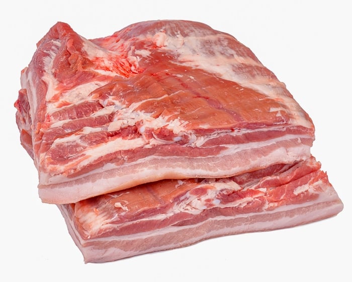 Stock photo of uncooked pork belly slabs 